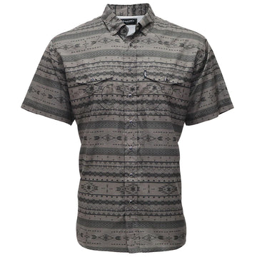 Hooey "Sol" Mens Charcoal and Aztec Short Sleeve Pearl Snap Shirt